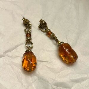 Vintage Gold and Amber Earrings